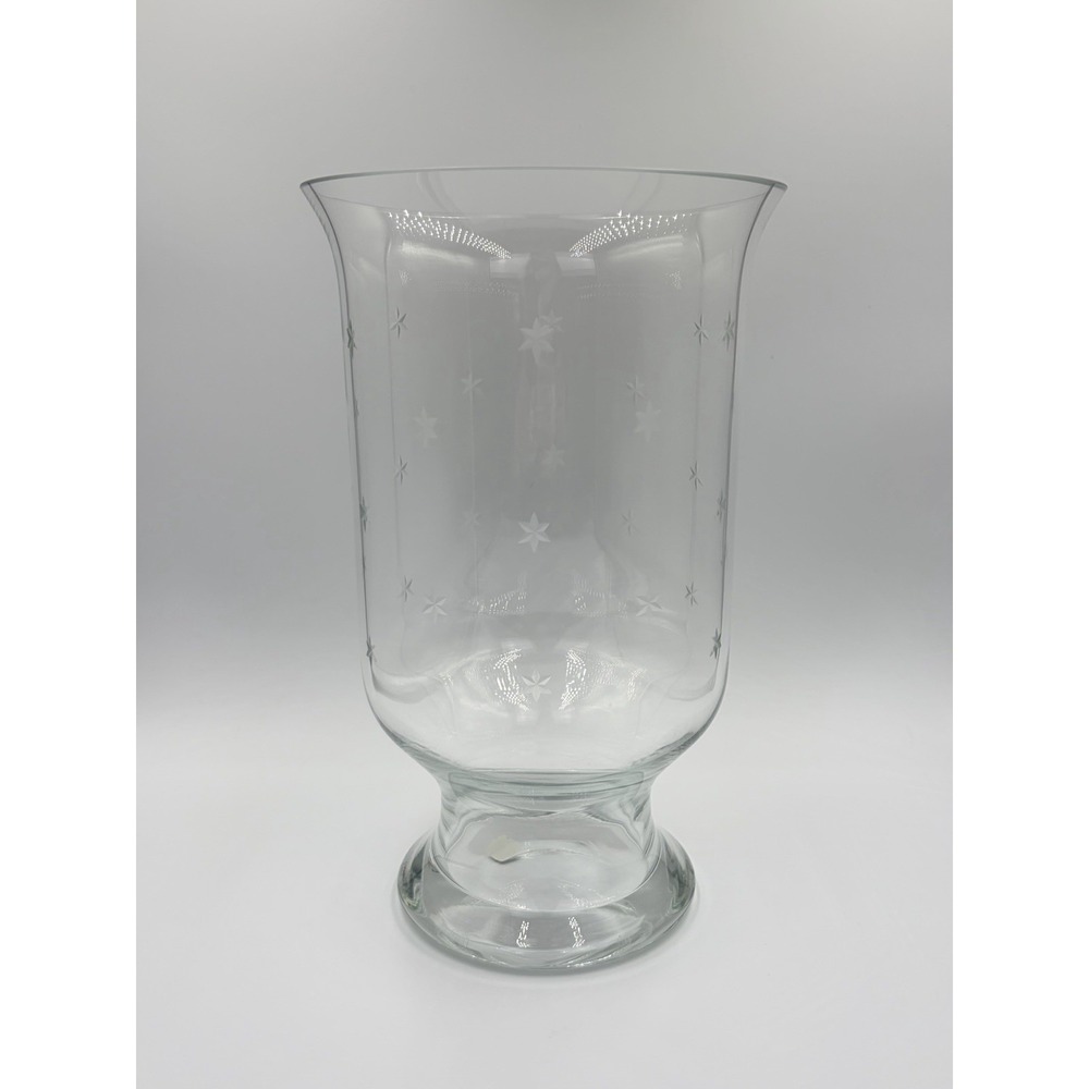 Vintage PartyLite Starry Night Clear Glass 12" Footed Pillar Candle Holder Vase